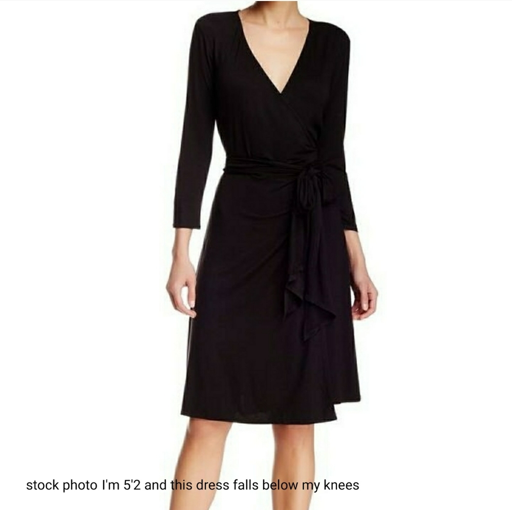 Max Studio black jersey wrap dress xs midi dress